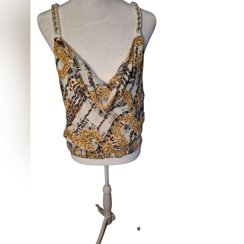 bebe Gold and Black Patterned Camisole